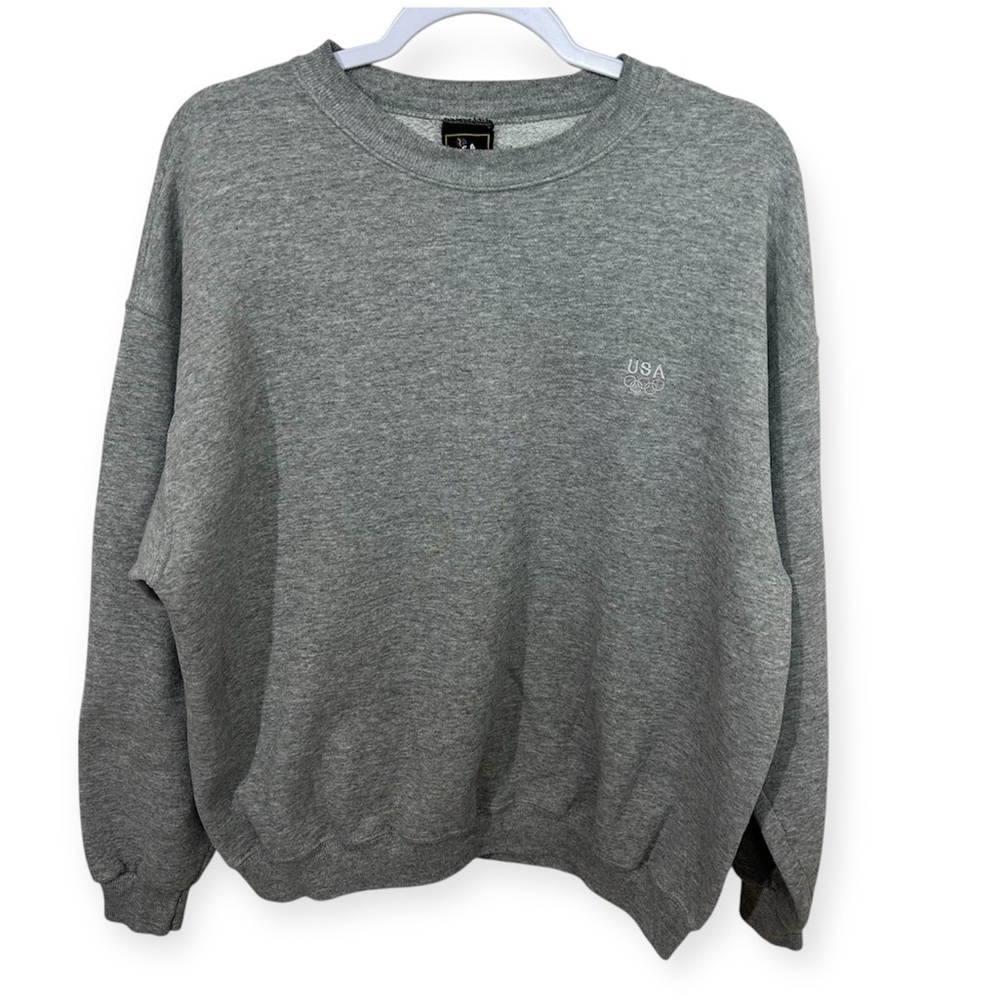 Women's Gray 'USA' Olympic Vintage Embroidered Crewneck Sweatshirt